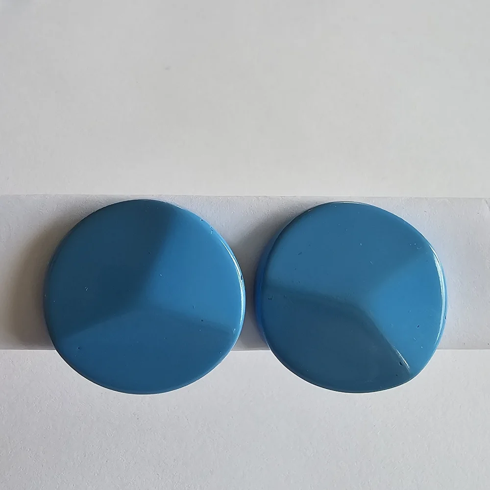 Vintage earrings clip on sky blue plastic cabochons retro